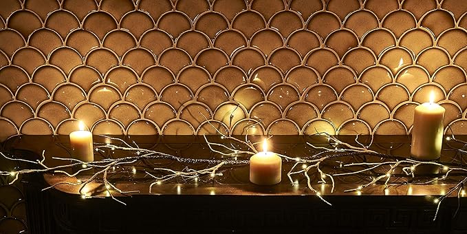 Hairui Lighted Garland Snow Flocked with Timer 6FT 48 LED Battery Operated Pre-lit Twig Vine Firepalce Mantle Table Winter Christmas Decoration Indoor Outdoor