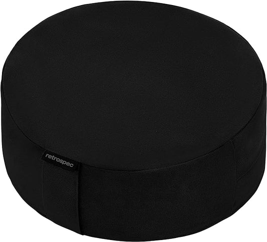 Retrospec Sedona Zafu Meditation Cushion Filled w/Buckwheat Hulls - Yoga Pillow for Meditation Practices - Machine Washable 100% Cotton Cover & Durable Carry Handle, Round