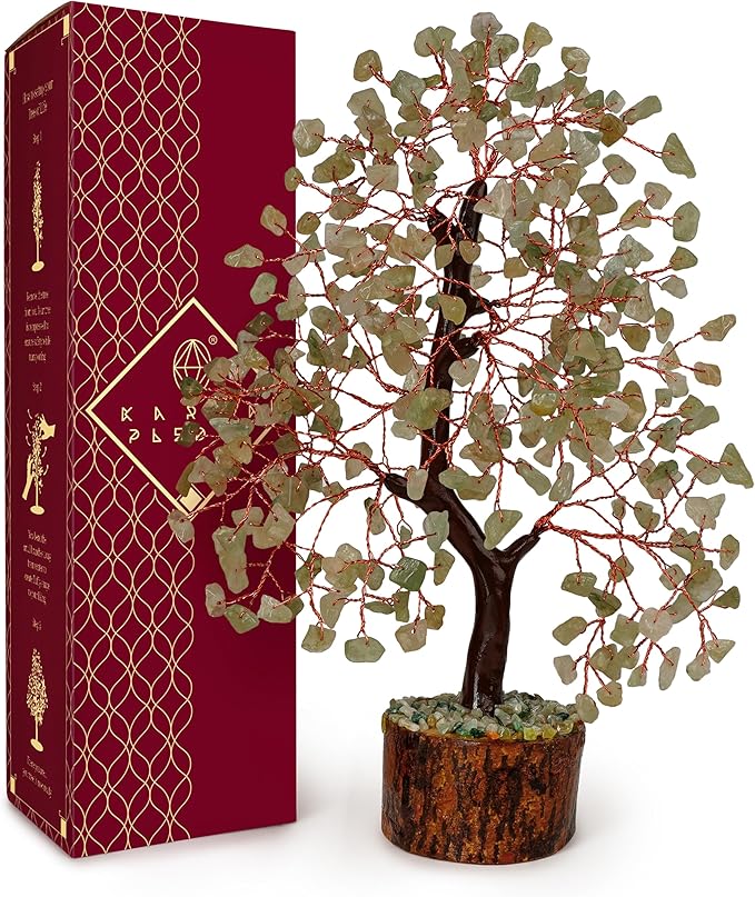 Crystal Tree of Life Green Aventurine Healing Crystal Trees for Home & Office Decoration, Handmade Bonsai Trees for Positive Energy, Money, Good Luck, Christmas Decor, Birthday Gifts for Women, Mom