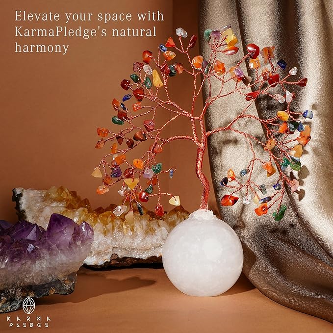 7 Chakra Crystal Tree of Life Gifts for Women, Handmade Home and Office Decor Bonsai Feng Shui Tree for Positive Energy, Good Luck, Money, Yoga, Meditation, Reiki Healing Stone, Birthday Gifts