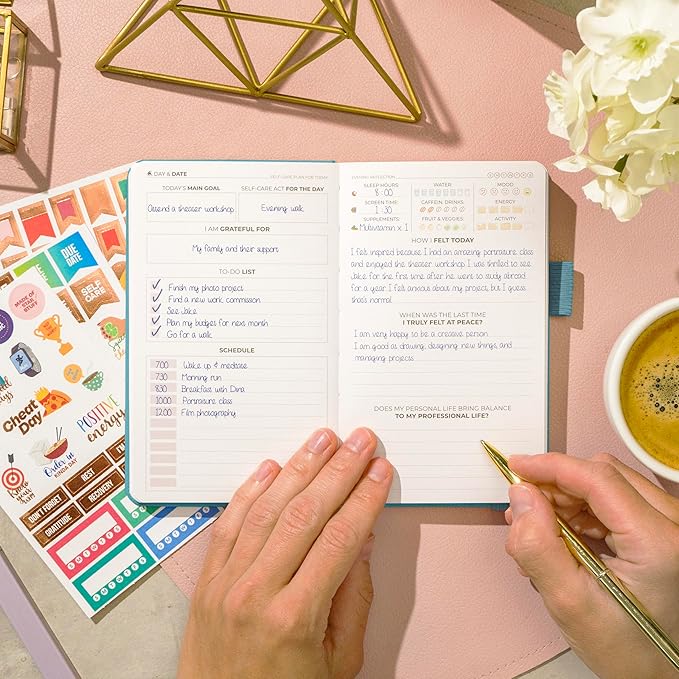 Clever Fox Self-Care Journal Pocket – Daily Reflection Notebook – Mental Health & Personal Development Planner, Meditation & Mood Log (Aquamarine)