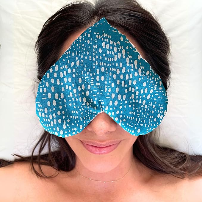 Handmade Weighted Heart-Shaped Eye Pillow - Organic Lavender & Flax Seed, Hot/Cold Compress for Stress Relief- Meditation Tool
