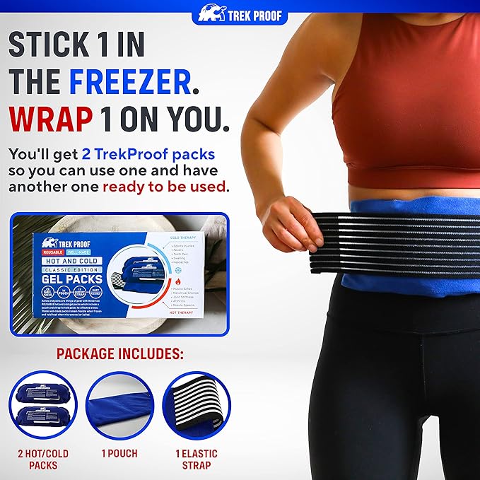 Ice Packs for Injuries Reusable (3-Piece Set) – Hot and Cold Ice Pack Therapy Gel Wrap Support – Supports Recovery, Joint and Muscle Pain – Knees, Back & More (3 Piece Set - Classic)