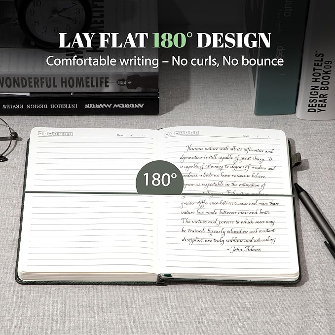 CAGIE Lined Journal for Women & Men, Tree Growth Ring Leather Bound Journal Notebook, 256 Pages 100 GSM Journals for Writing, A5 Hardcover Journaling Notebooks for Work, Note Taking