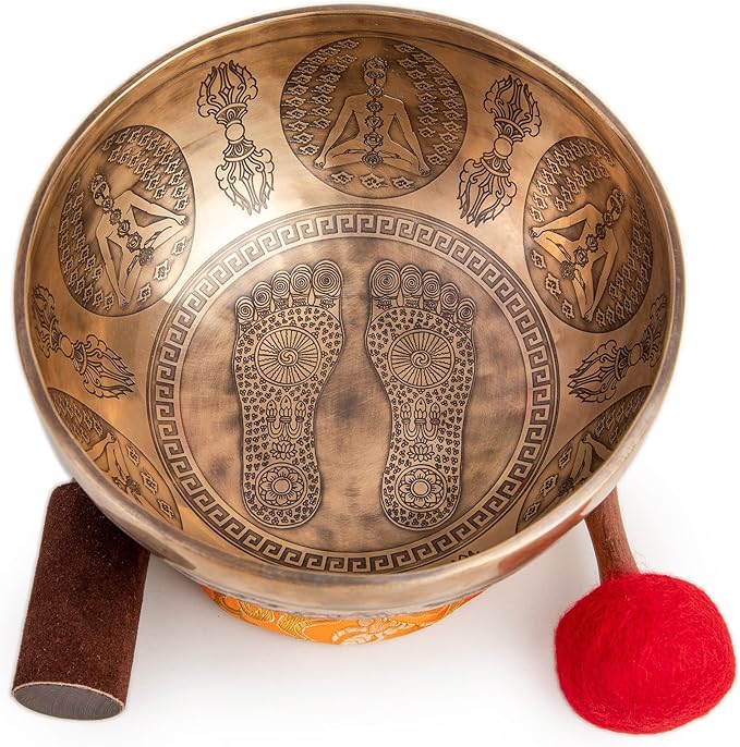 Large Tibetan Singing Bowl Set - 8.5" Master Healing Grade For Sound Bath Chakra 7 Metal Meditation Yoga By Himalayan Bazaar