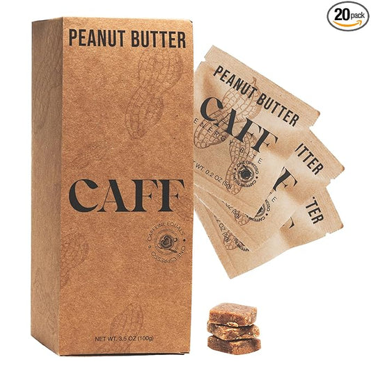 CAFF All Natural Energy Bites - Caffeinated Peanut Butter Bite for Energy Boost - 65mg Caffeine Peanut Butter Bars – 20 Calorie Organic Caffeine Snacks - Gluten-Free, Keto (20 Bites)