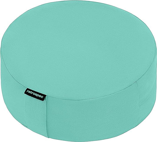 Retrospec Sedona Zafu Meditation Cushion Filled w/Buckwheat Hulls - Yoga Pillow for Meditation Practices - Machine Washable 100% Cotton Cover & Durable Carry Handle, Round