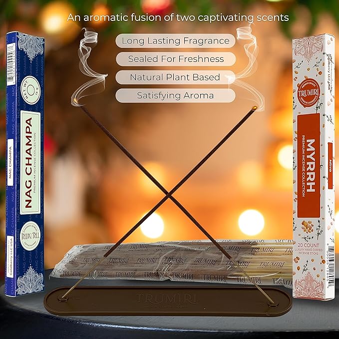 Trumiri Incense Sticks - Combo Pack of 35 Insence-Sticks - 15 Nag Champa + 20 Myrrh - Insenses - Insents - Incents - Inscense - Incence - Incienso - All Natural Incense Sticks