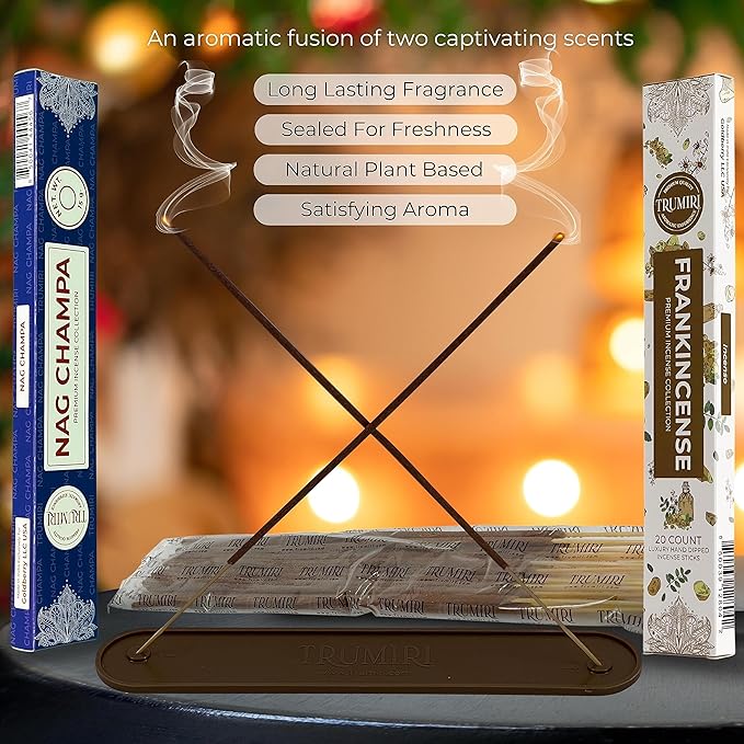 Trumiri Incense Sticks - Combo Pack of 35 Insence-Sticks - 15 Nag Champa + 20 Frankincense - Insenses - Insents - Incents - Inscense - Incence - Incienso - All Natural Incense Sticks