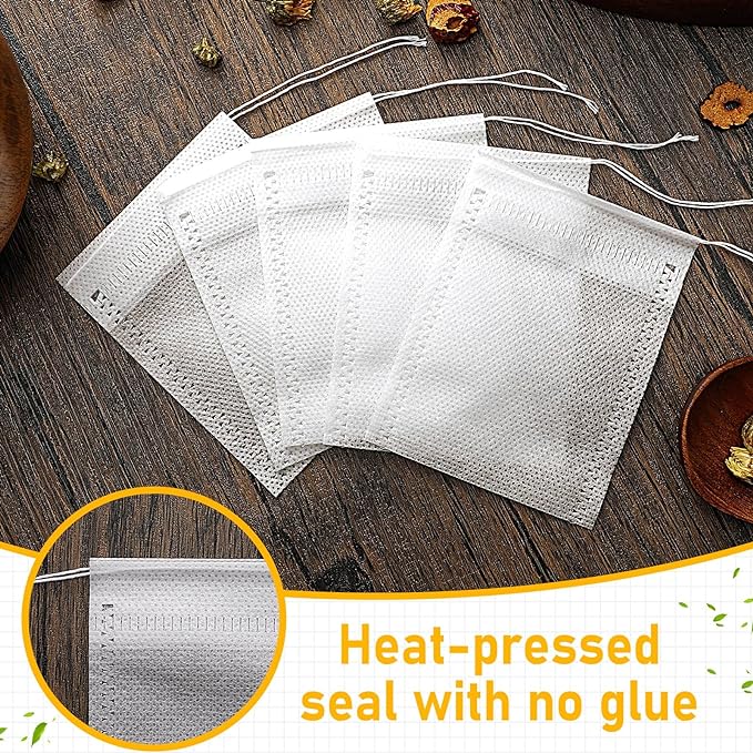 1000 Pcs Disposable Tea Bags Bulk for Loose Leaf Tea Drawstring Empty Coffee Sachets Filter Infuser Strainers for Coffee Spice Herbs(2 x 2.76 inches)
