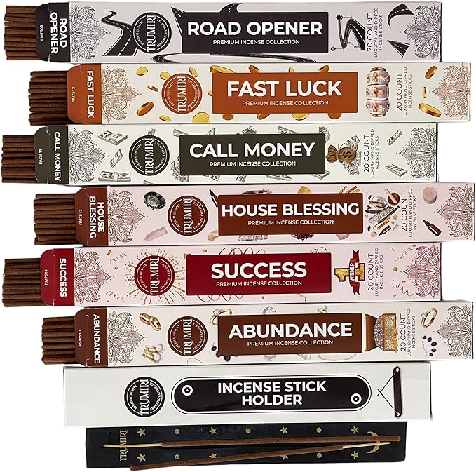 Money Incense Sticks - Total 120 Insence-Sticks (20 Inscents x 6 Insense) Inciensos Aromaticos para La Casa Incents to Attract Money Luck Success Abundance Blessing Road Opener + Incense Holder