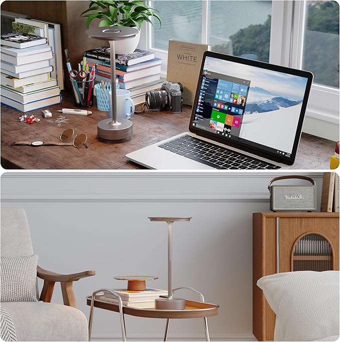 Rechargeable Table Lamps Cordless, Portable 5000mAh Outdoor Table Light, 3 Color Stepless Dimming LED Table Lamp with Memory Function, for Home/Dinner/Patio/Restaurant.(Champagne Gold)