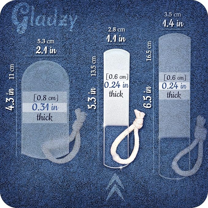 GLADZY Czech Glass Foot File Callus Remover – Double Sided Etched, Different Grit Coarse & Fine Surfaces for Hard Skin & Cracked Heels, Professional Pedicure Tool, Washable Reusable, Made in EU