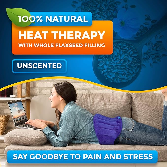 Microwavable Extra Large Heating Wrap for Lower Back, Waist, Stomach, and Shoulder – Moist Heat Therapy Pad for Instant Pain Relief in Case of Aches, Muscle Spasms, Slipped Discs, and Surgery Recovery