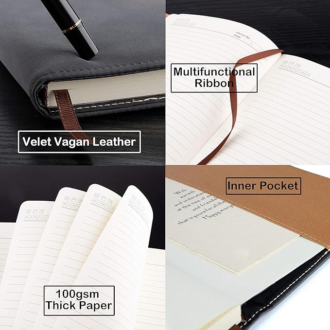 Tree of Life Refillable Writing Journal For Women & Men Faux Leather Hardcover Notebook A5 College Ruled 200 Lined Pages Lay-Flat Personal Diary With Pen & Magnetic Buckle (Tree of Life - Grey)