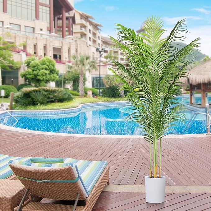 Artificial Palm Tree for Home Decor Indoor 6.6Ft Large Tall Fake Plants Faux Tropical Areca Palm Silk Floor Plant in Pot Living Room Office Garden Decoration Housewarming Gift (2, 6.6 Feet)