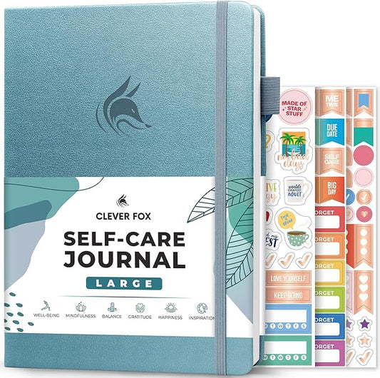 Clever Fox Self-Care Journal – Wellness & Daily Reflection Notebook – Mental Health & Personal Development – Self-Care, Meditation & Mood Journal for Women & Men – Large (Aquamarine)