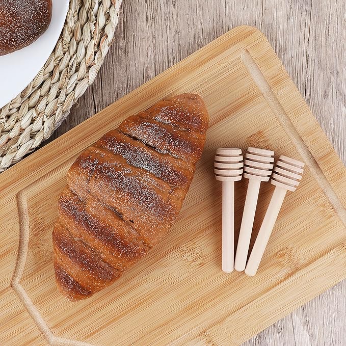 Wooden Honey Mixing Stirrer 3Pcs Mini Honey Dipper Sticks Honey Spoon